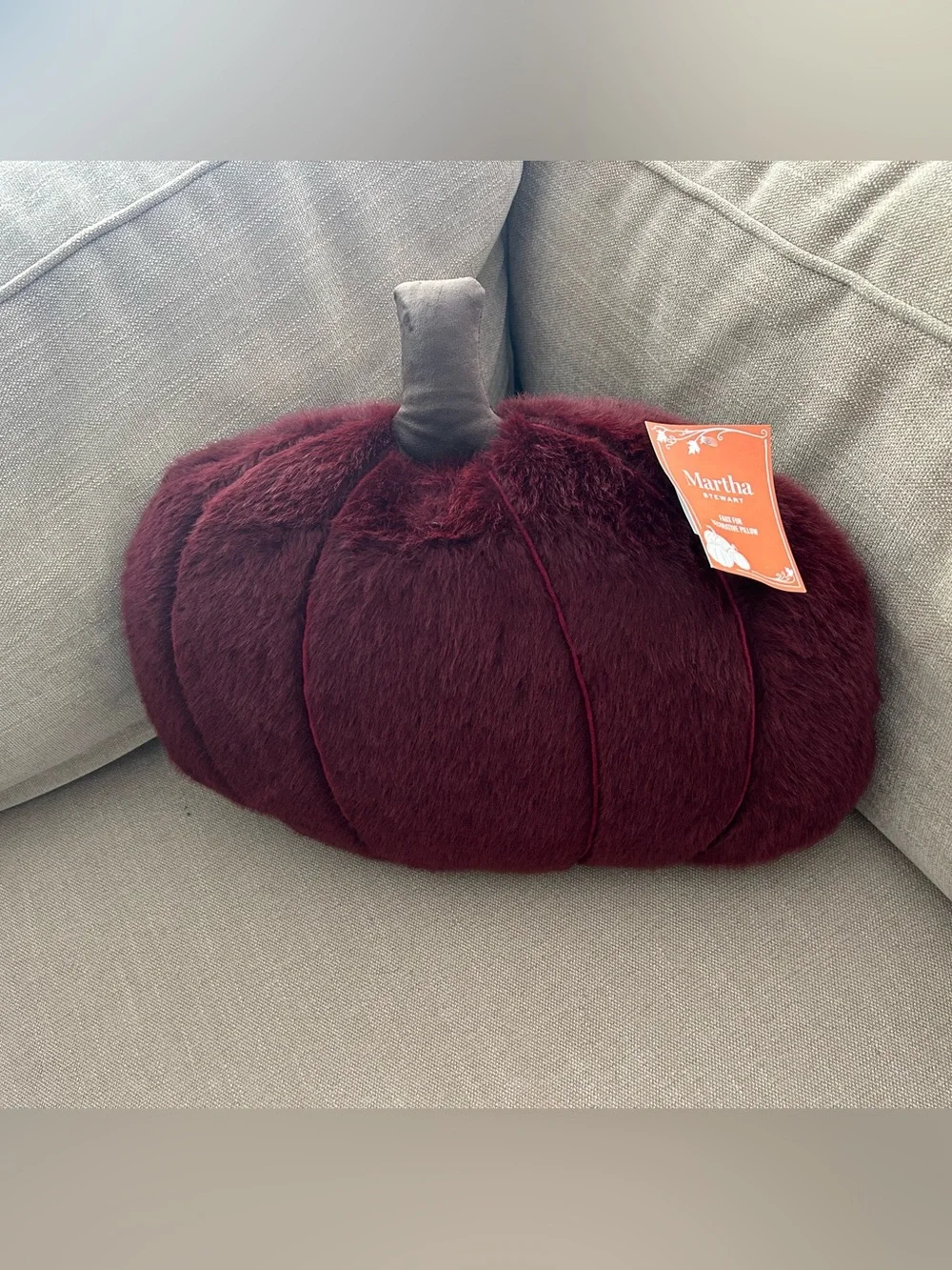 “New” Martha Stewart Plush Deep Wine Pumpkin Accent Pillow